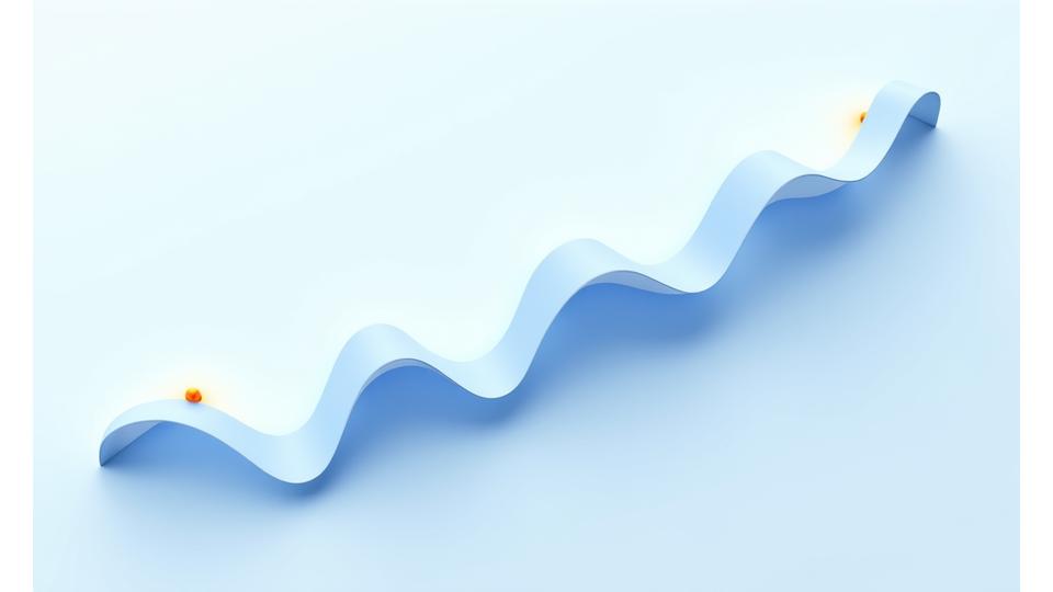 Illustration of a journey or timeline with various milestones, representing growth and evolution. Features subtle organic curves.