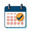Stylized calendar icon with a checkmark, indicating appointment booking