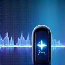 Wearable tech device monitoring heart rate, with subtle calming light.