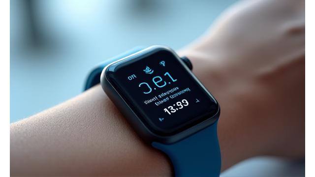A close-up of a wrist-worn health monitor displaying biometric data on a clean, modern interface, implying precision and personal health insights.